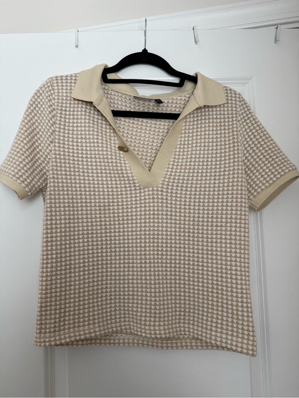 ASOS Beige and Cream Short Sleeve Knit Polo